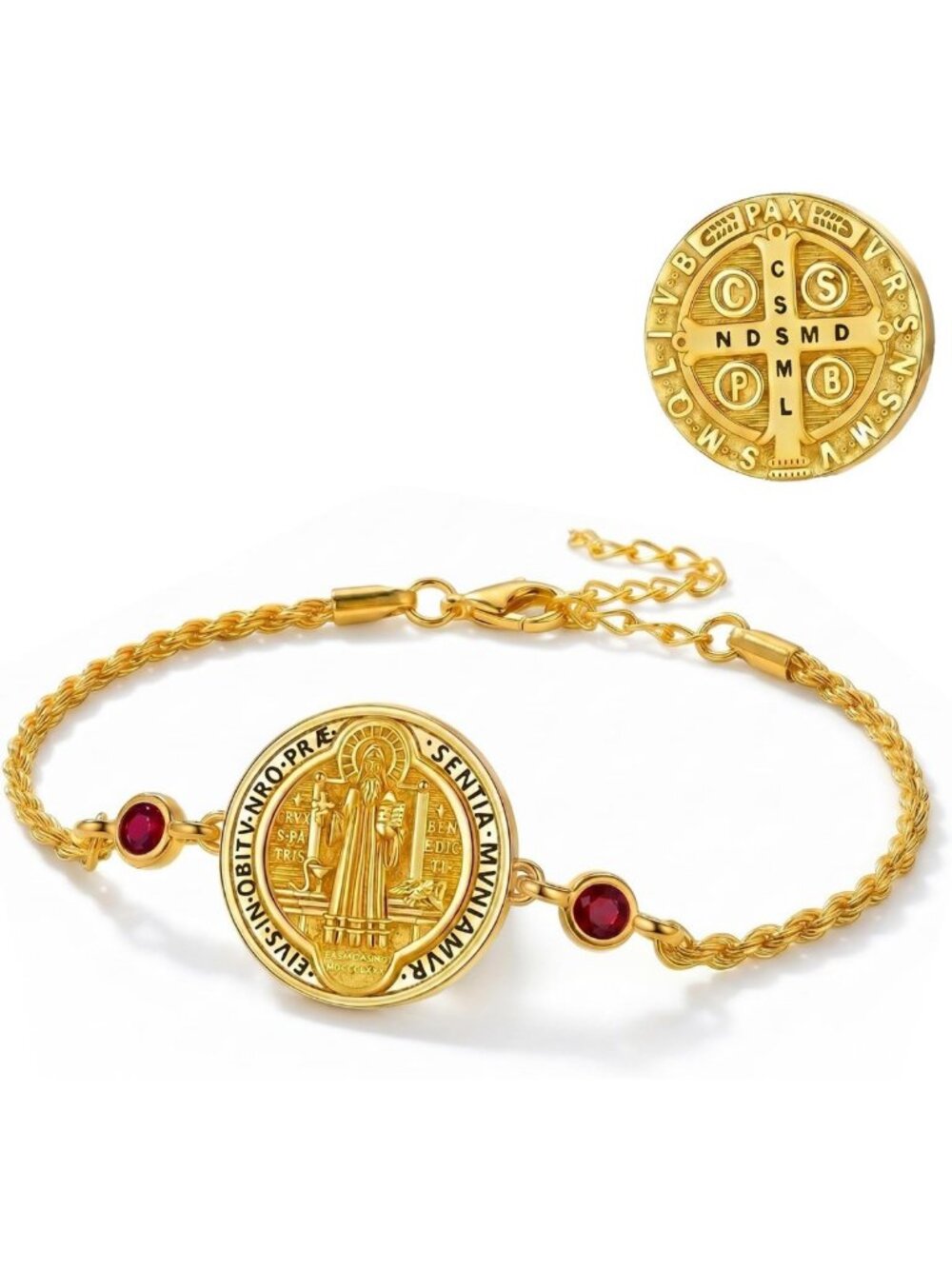 Gold St. Benedict Bracelet | Catholic Medallion Jewelry | Faith-Inspired